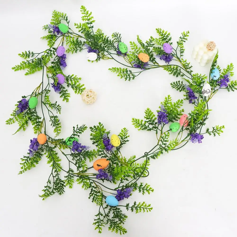 160/200CM Colorful Egg Artificial Garland Hanging Artificial Green Plants Greenery Vine Fireplace Porch Easter Home Decoration