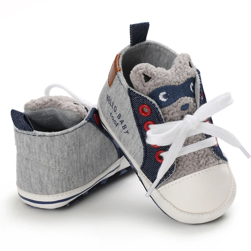 Neue, modische High-Top-Sneaker für Jungen, Mädchen, mit Cartoon-Motiven, lässig, weicher Stoffsohle, rutschfest, ideal als erste Schuhe zum Laufenlernen. – Detail 12