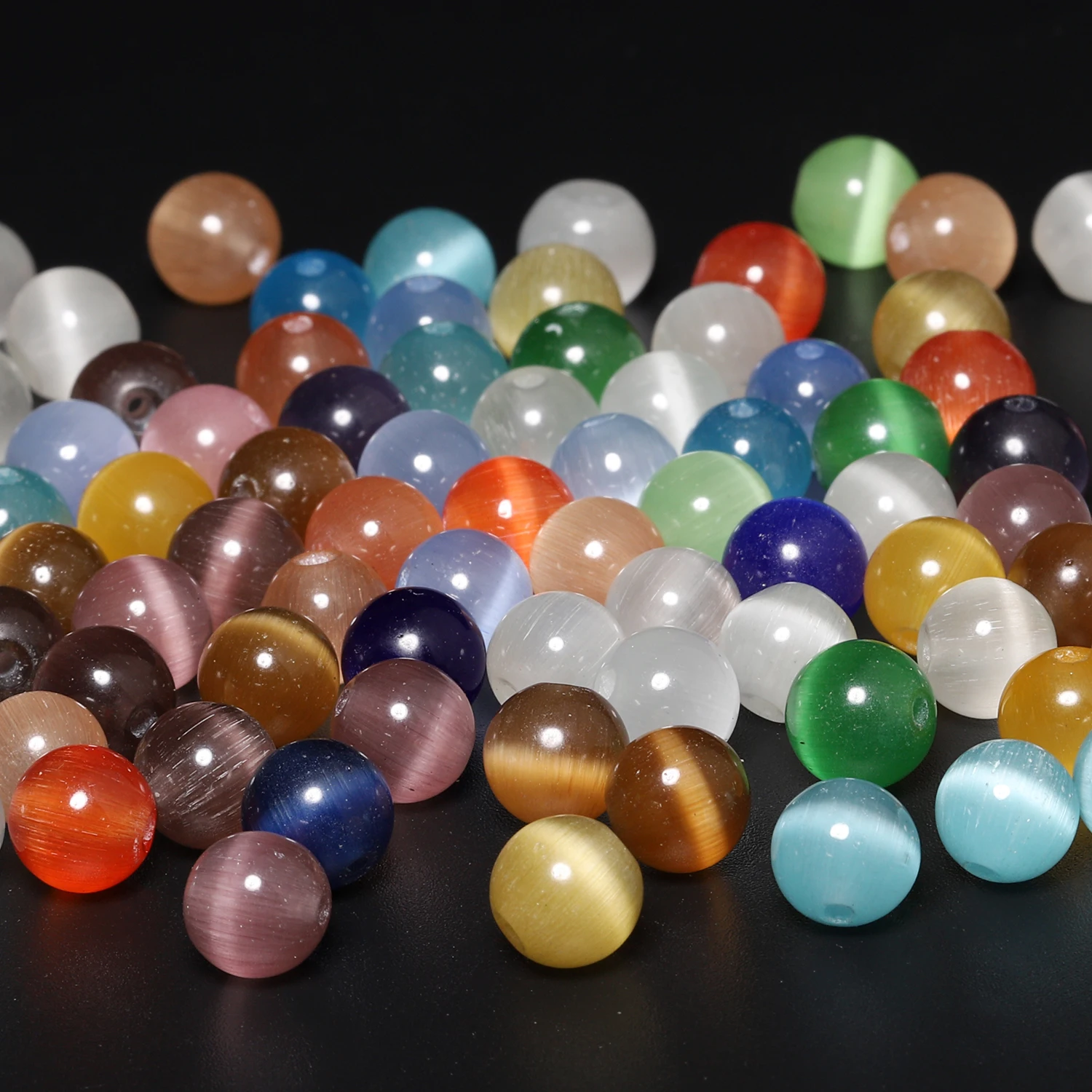 Contas de pedra de lua natural 4/6/8/10mm, branco, rosa, verde, olho de gato, redondas, contas soltas para fazer jóias, pulseira diy, fio de 15"