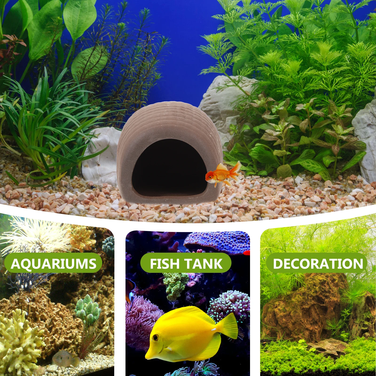 

2pcs Ceramic Aquarium Cave For Small Fish Shrimp Hiding Spot Fish Tank Decor Tank Accessory Desktop Aquatic Shelter Breeding