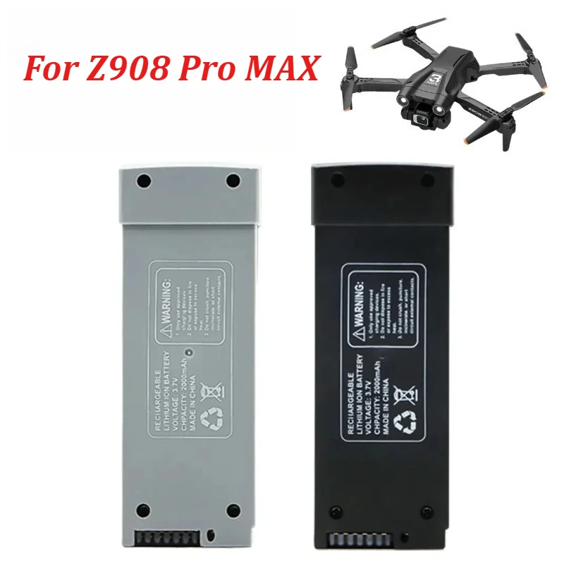 High-Capacity 3.7V 2000mAh Rechargeable Li-ion Replacement Battery For Z908 Pro MAX RC Drone Quadcopter Spare Parts Black/Grey
