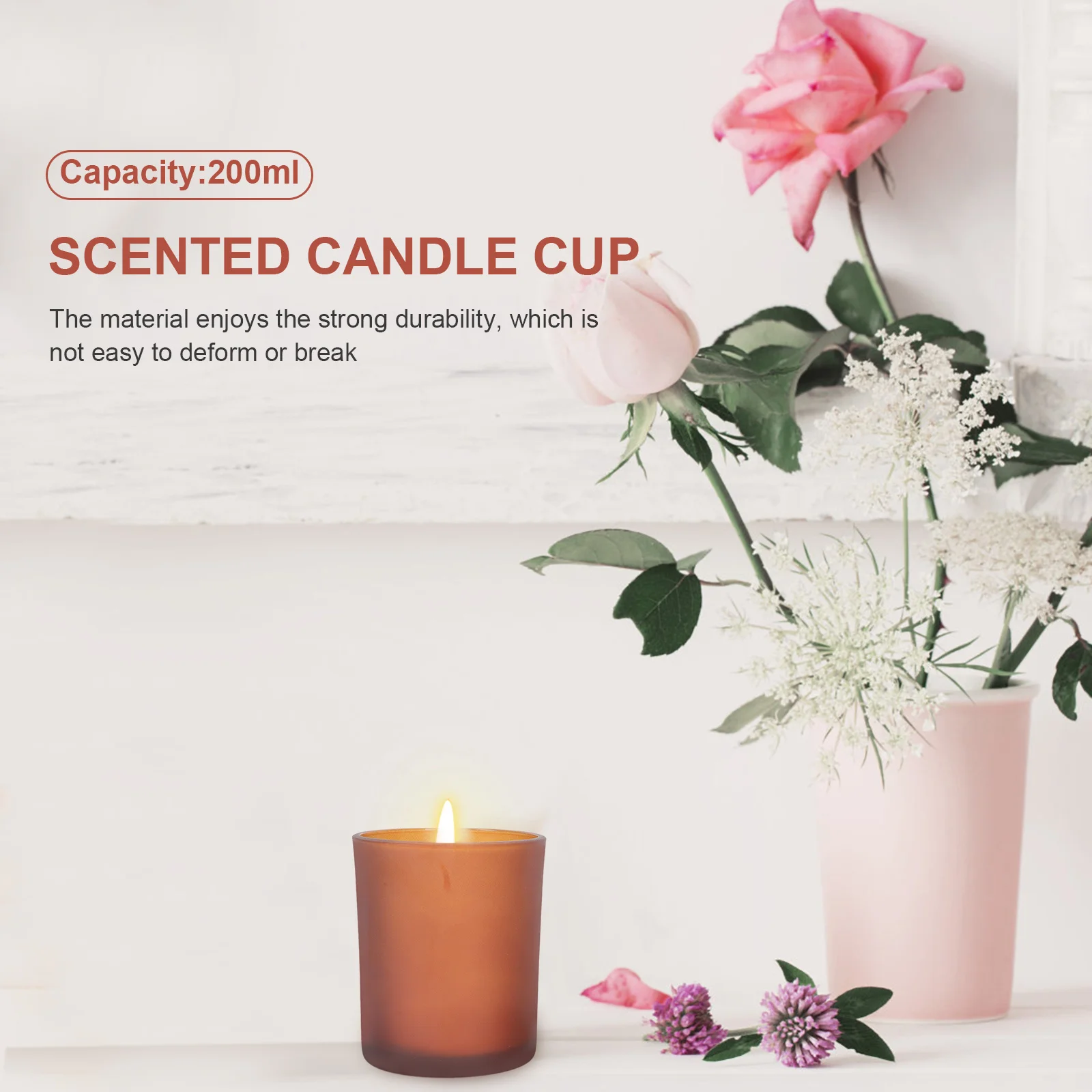 

3Sets Scented Candleholder Frosted Glass Container Artistic Glass Candlestick Home Decor Scented Candleholder