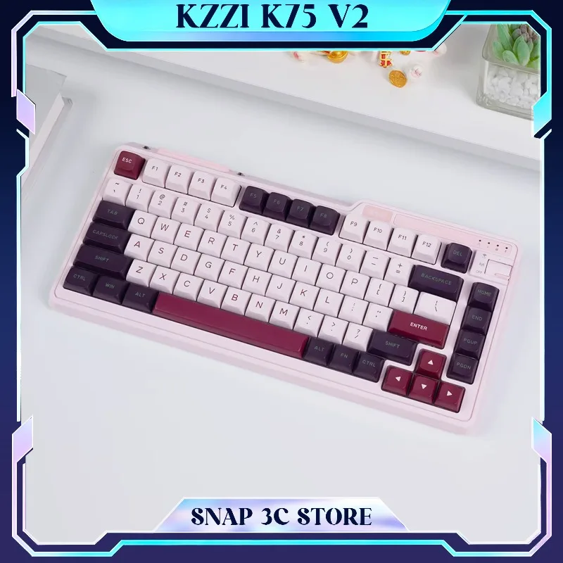 

Kzzi K75 V2 Wireless Mechanical Keyboard Gasket 3-Mode Bluetooth 2.4G Hot-Swap RGB Smart Screen Gaming Keyboard for PC Mac