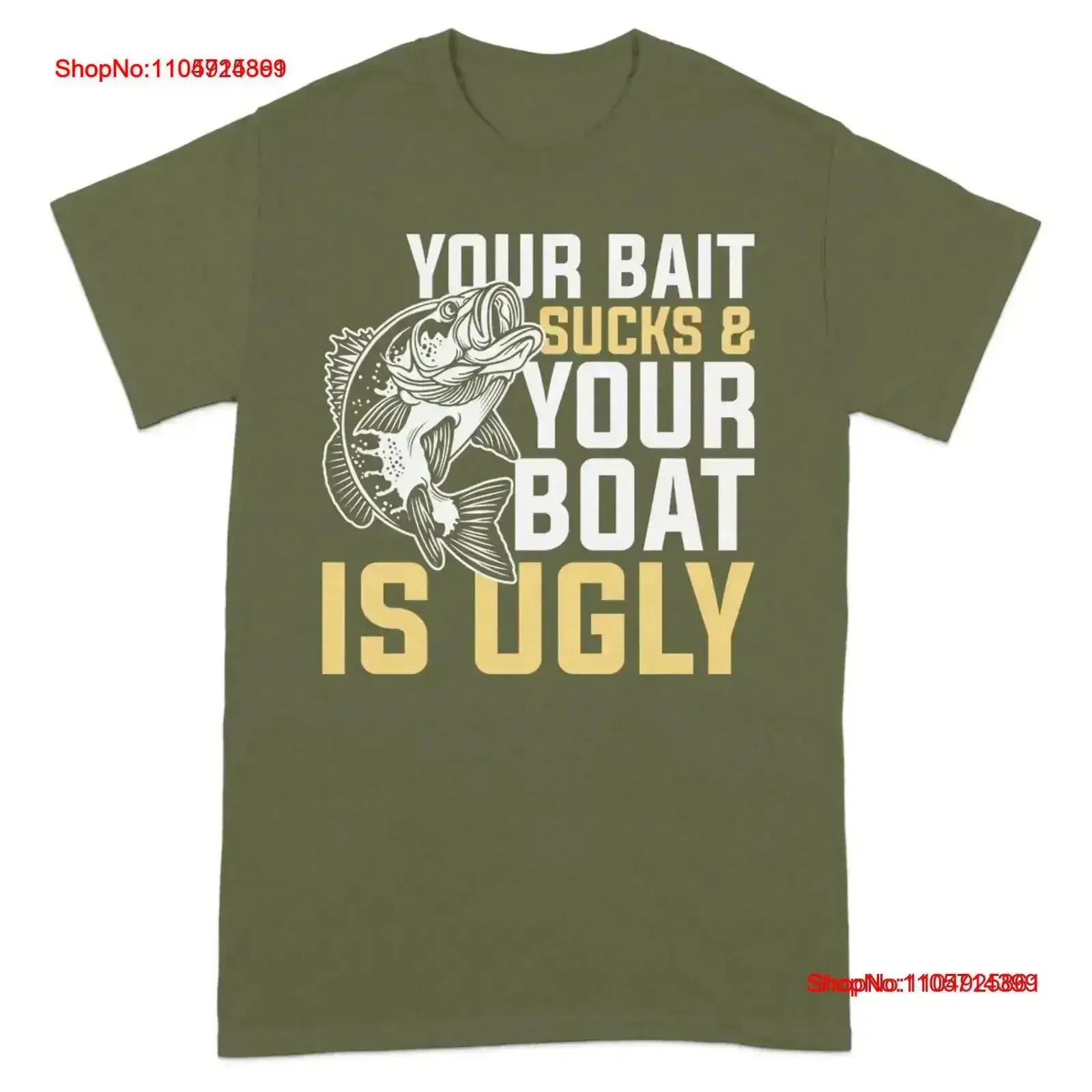 Funny Fishing T Shirt Novelty Mens Your Bait Sucks Boat Is Ugly Fisherman GifT Humorous vintage Washed Top For Everyday Wear