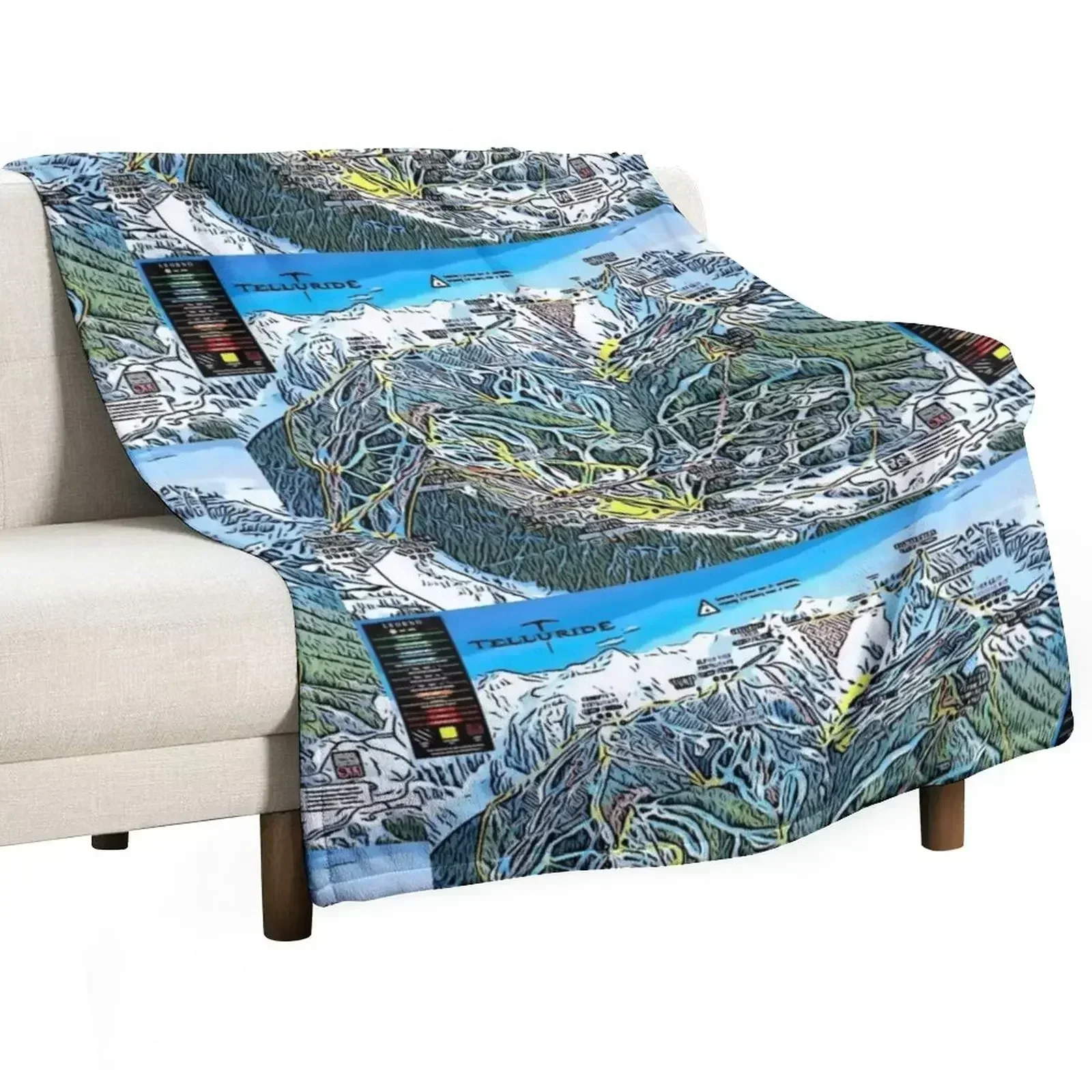Telluride Trail Map Throw Blanket for sofa Large Sofa Quilt Soft Plush Plaid for babies Plaid on the sofa Blankets