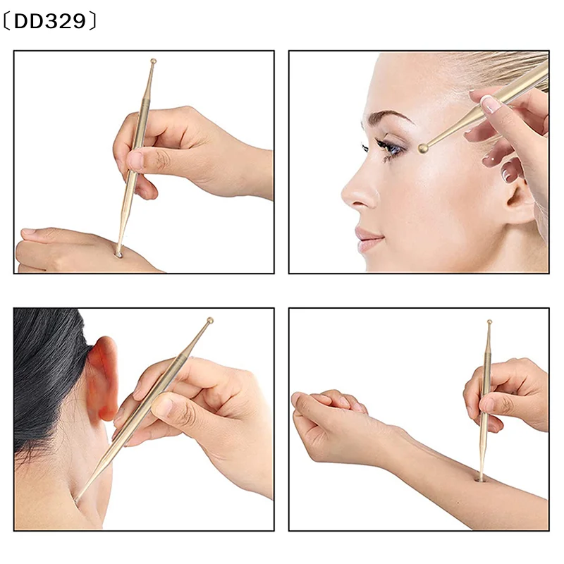 Brass Double Headed Ear Facial And Body Manual Acupuncture Pen Trigger Point Massager Deep Tissue Meridian Massage Tool〔DD329〕 view 6