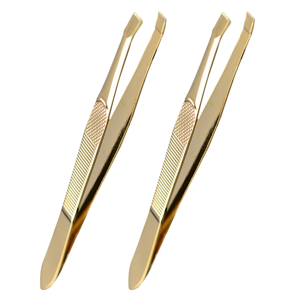 

2Pcs Eyebrow Tweezers Stainless Steel Clamping Trimming Cute Make-up Tools Supplies Travel Lightweight Precision Grooming