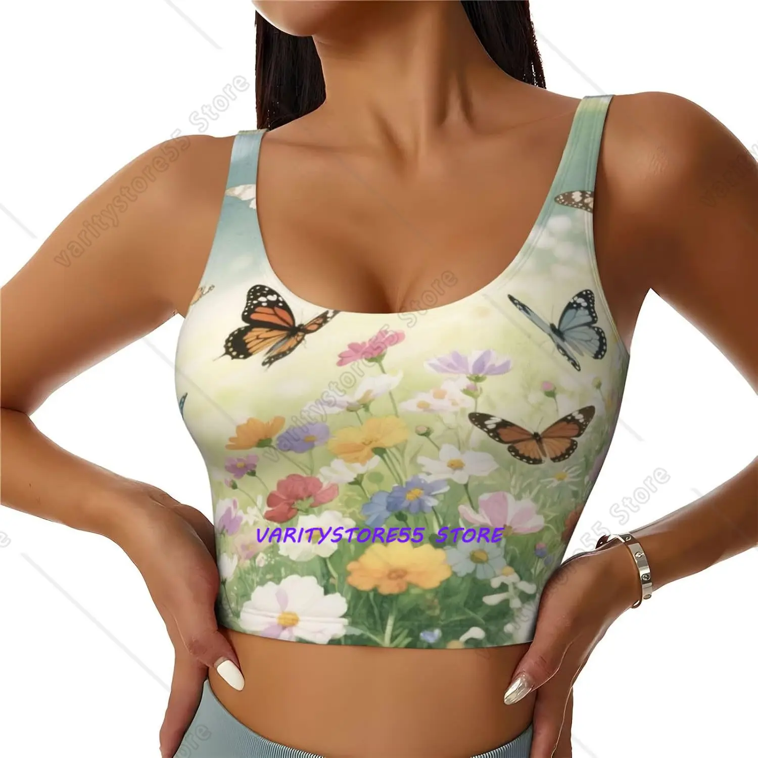Sunny Sunflower Field Women's Workout Tank Top Sports Bra Vest Underwear for Yoga Fitness Gym