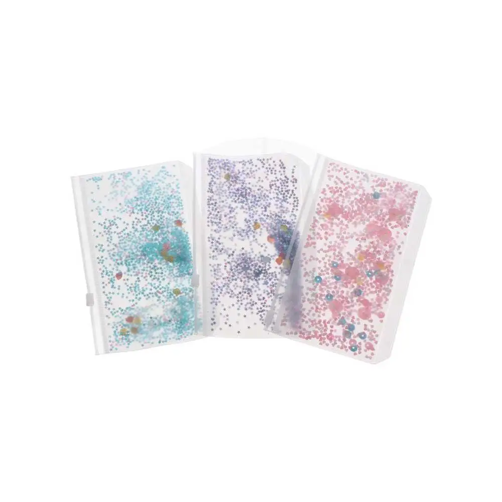 

Cute 1pc Loose Leaf PVC Standard 6 Hole Zipper Glitter Sequins Binder Storage Pouch Inner Pocket File Holder A5/A6