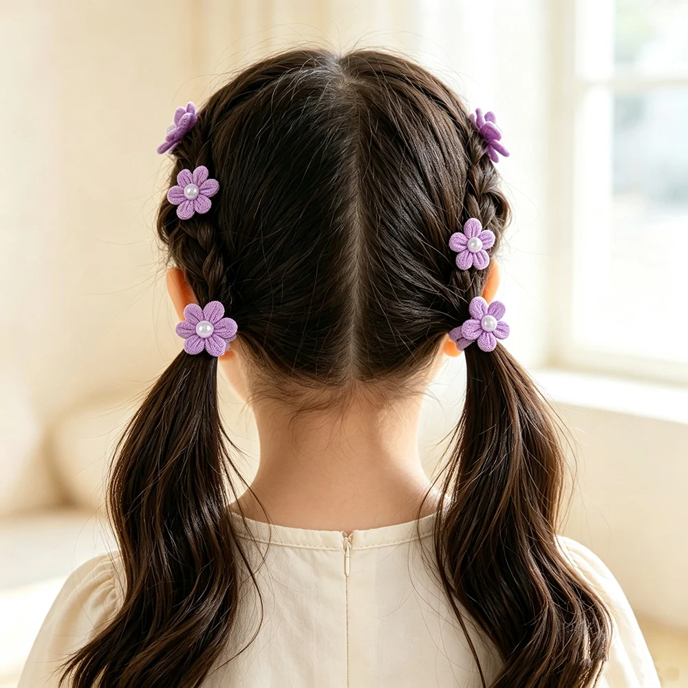 6 Style Hair Ties Set for Girls Elastic Towel Bows Flower Hair Rubber Bands Cute Shape Kids Ponytail Hair Accessories 10~30Pcs