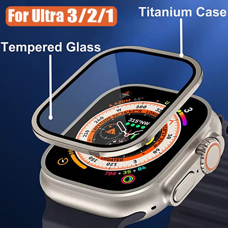 

Чехол из алюминиевого сплава + закаленное стекло для Apple Watch Ultra 3 49 мм, защита от царапин, защитная пленка для экрана iWatch Ultra 2 3 49 мм