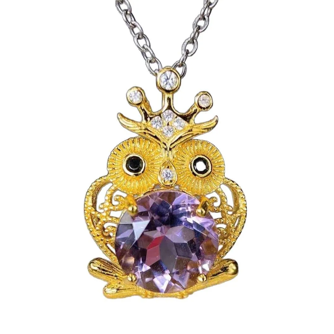 

KJJEAXCMY High purity Natural Amethyst S925 silver exquisitely Pendant Full of luster Simple,Design High-End Bestseller Gift