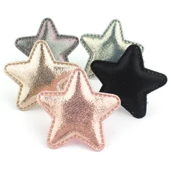 30Pcs 4.8cm Appliques imbottite a forma di stella in pelle lucida PU per fai da te tornante copricapo regali artigianato decorazione accessori di abbigliamento