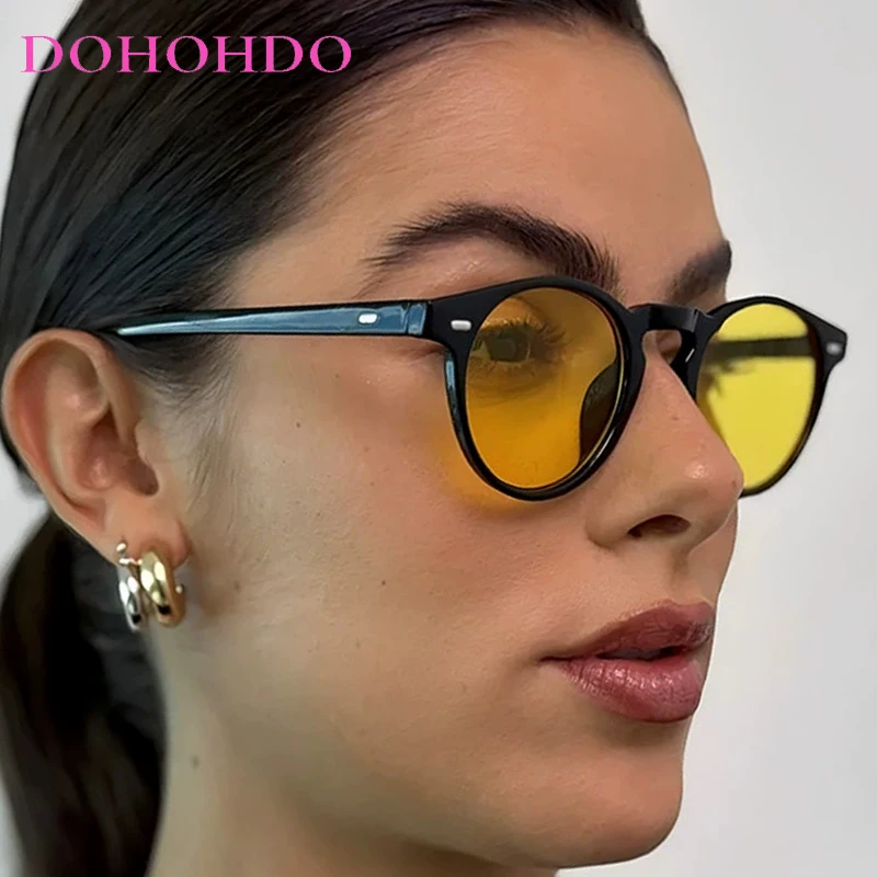 

Classic Luxury Design Round Frame Rice Nail Women Sunglasses Retro Small Frame Sunglass Men Travel Fishing Eyewear Lentes UV400