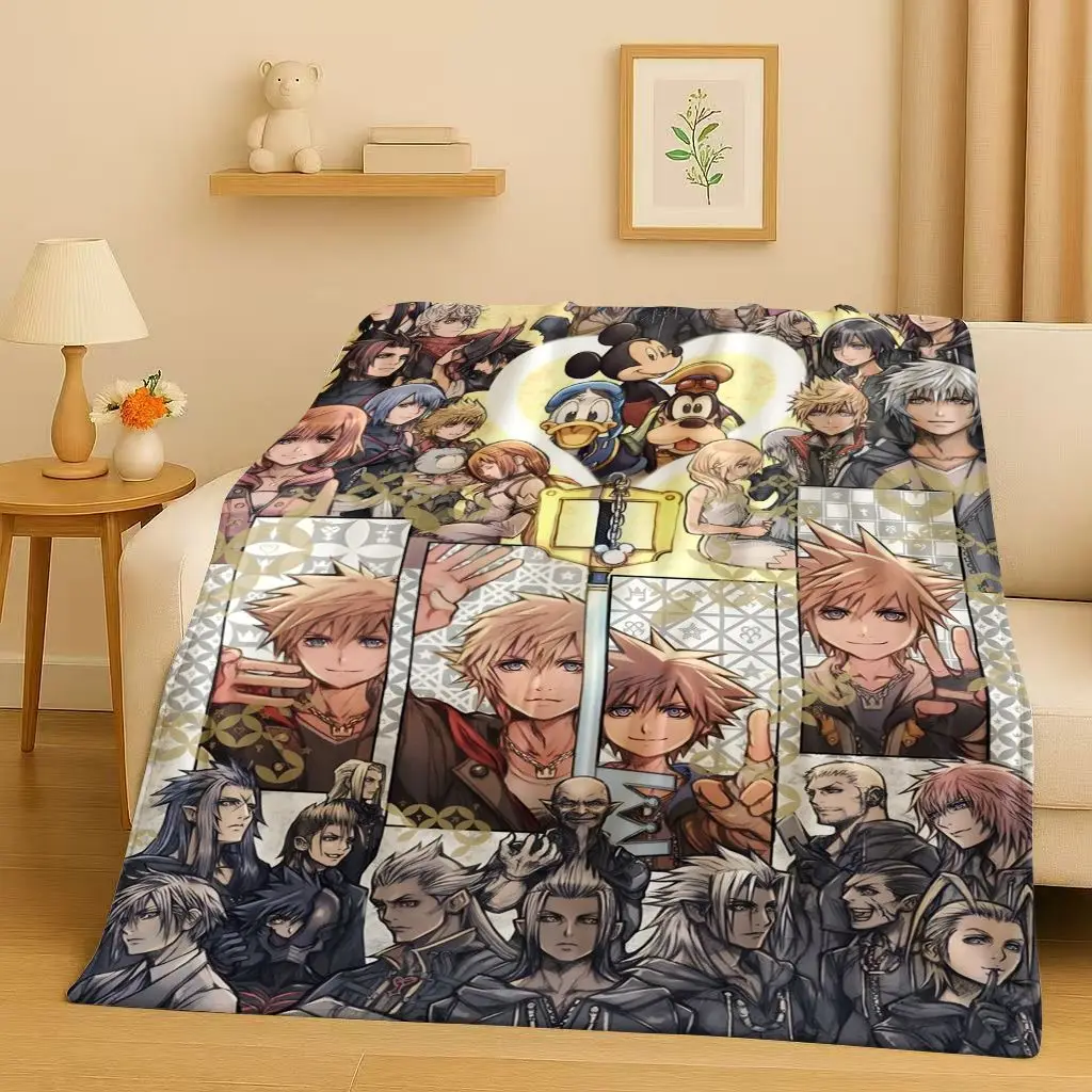 

Sanrio Kingdom Hearts Cartoon Game Mickey Flannel Blanket,Ultra Soft Plush Throw for Home Bedroom Bed Sofa Cover Christmas Gift