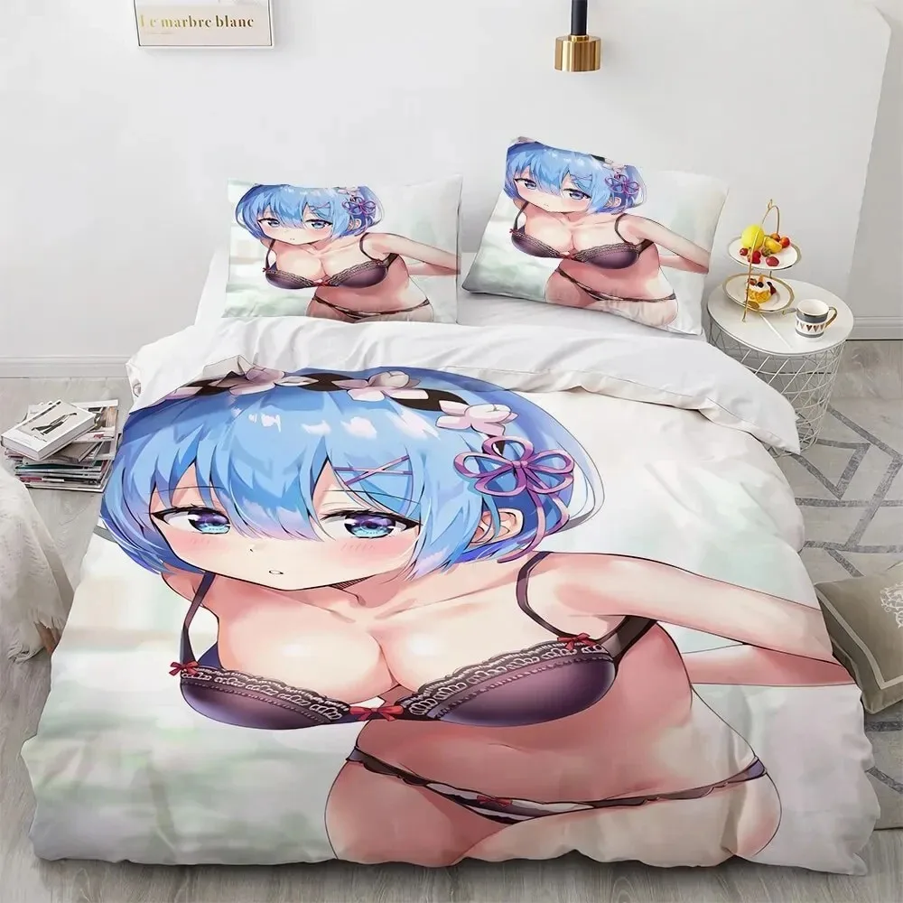 

3D Print Kawaii Anime sexy Girl Bedding Set Double Twin King Duvet Cover Comforter Pillowcase Boys Girls Adults Bedroom