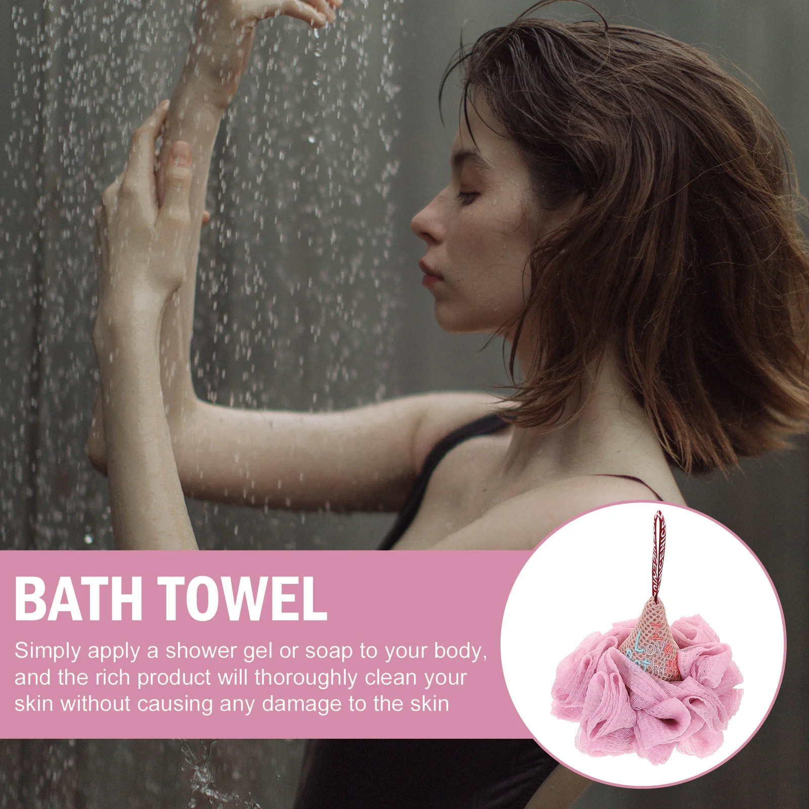 

1Pcs Candy Color Bathing Balls Ice Cream Cone Shape Shower Scrubber Relaxing Bubble Bath Supplies Hanging Rope Shower Flower