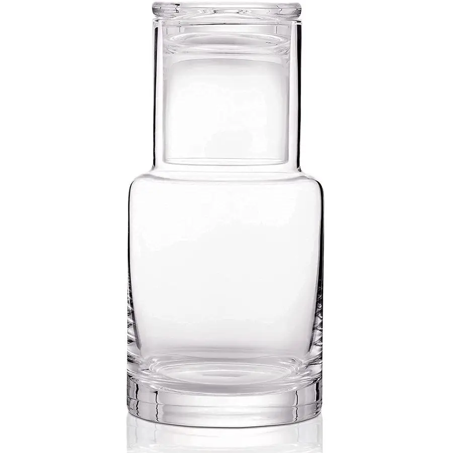 

Набор: графин и стакан, стакан может использоваться как крышка, графин для воды на прикроватную тумбочку, кувшин-дозатор для ополаскивателя для рта со стеклянной чашкой для хранения.