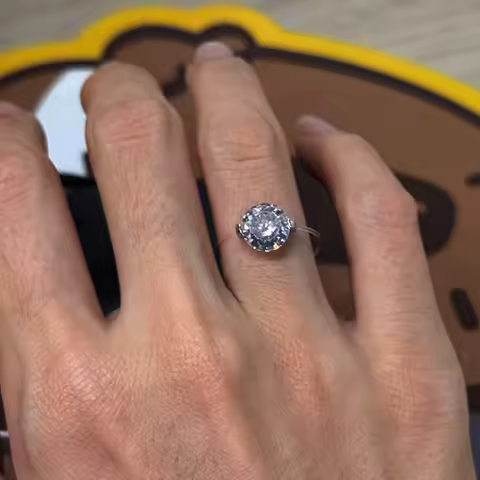 MUXIFC 1/2 CT Moissanite Ring for Women D Color Transparent Fishing Line Rings with Certified S925 Silver Wedding Band Jewelry