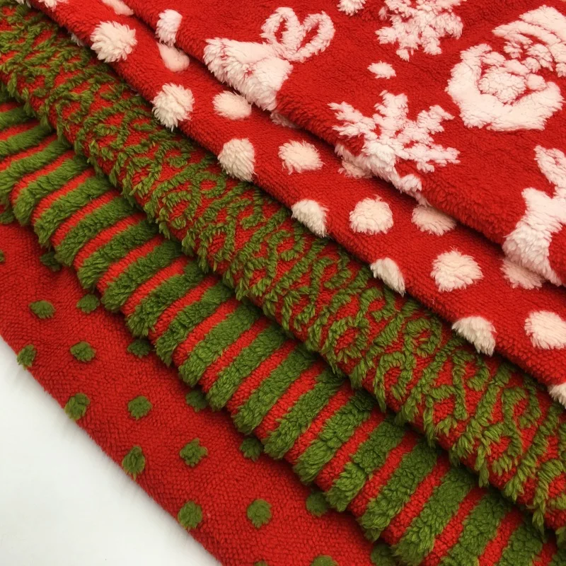 

New Premium polyester Lamb Wool Fleece Fabric - Christmas Flannel 3D Jacquard for DIY & Decoration