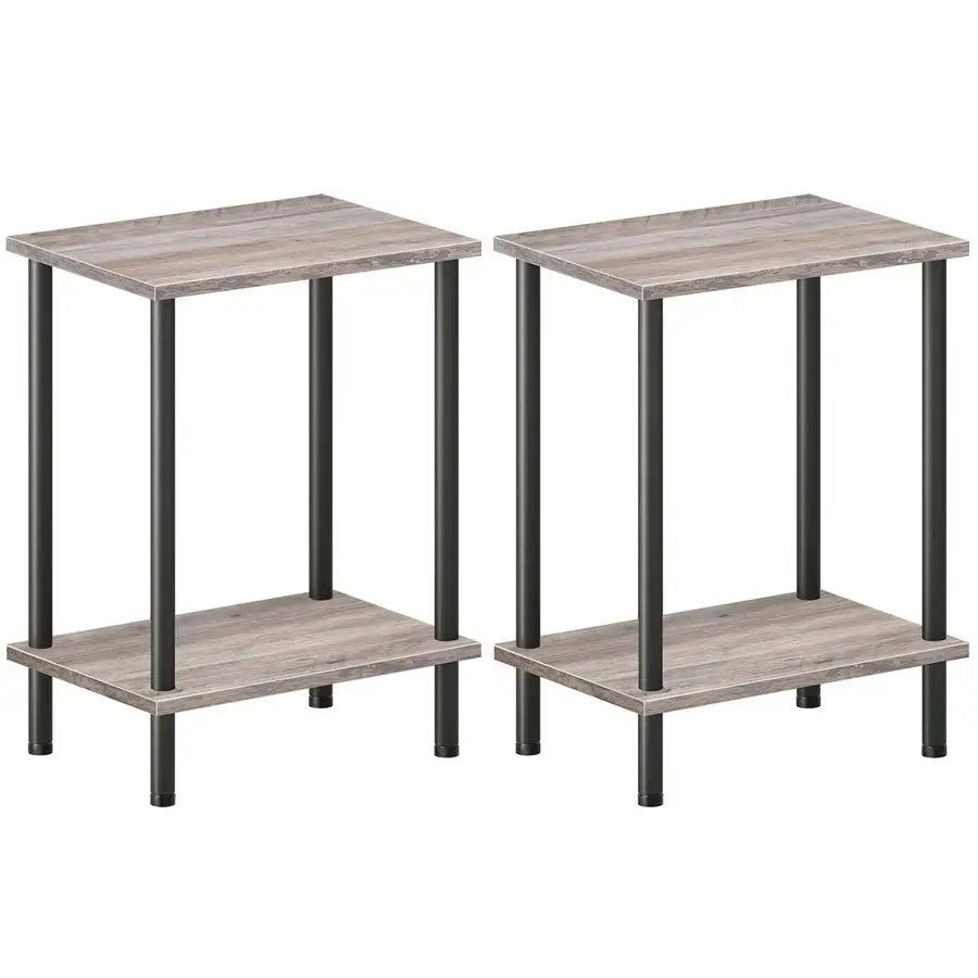 

End Tables Set of 2, Small Side Table, Nightstand with 2Layer Storage Shelves, Sofa Table for Small Spaces, Living Room, Bedroom