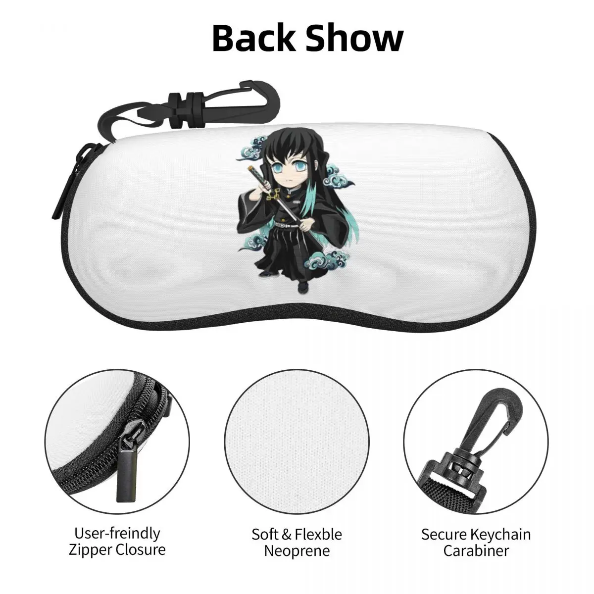 Chibi Mist Pillar Muichiro Tokito Shell gafas caso Protector gafas de sol caja mujeres hombres suave gafas bolsa bolsa
