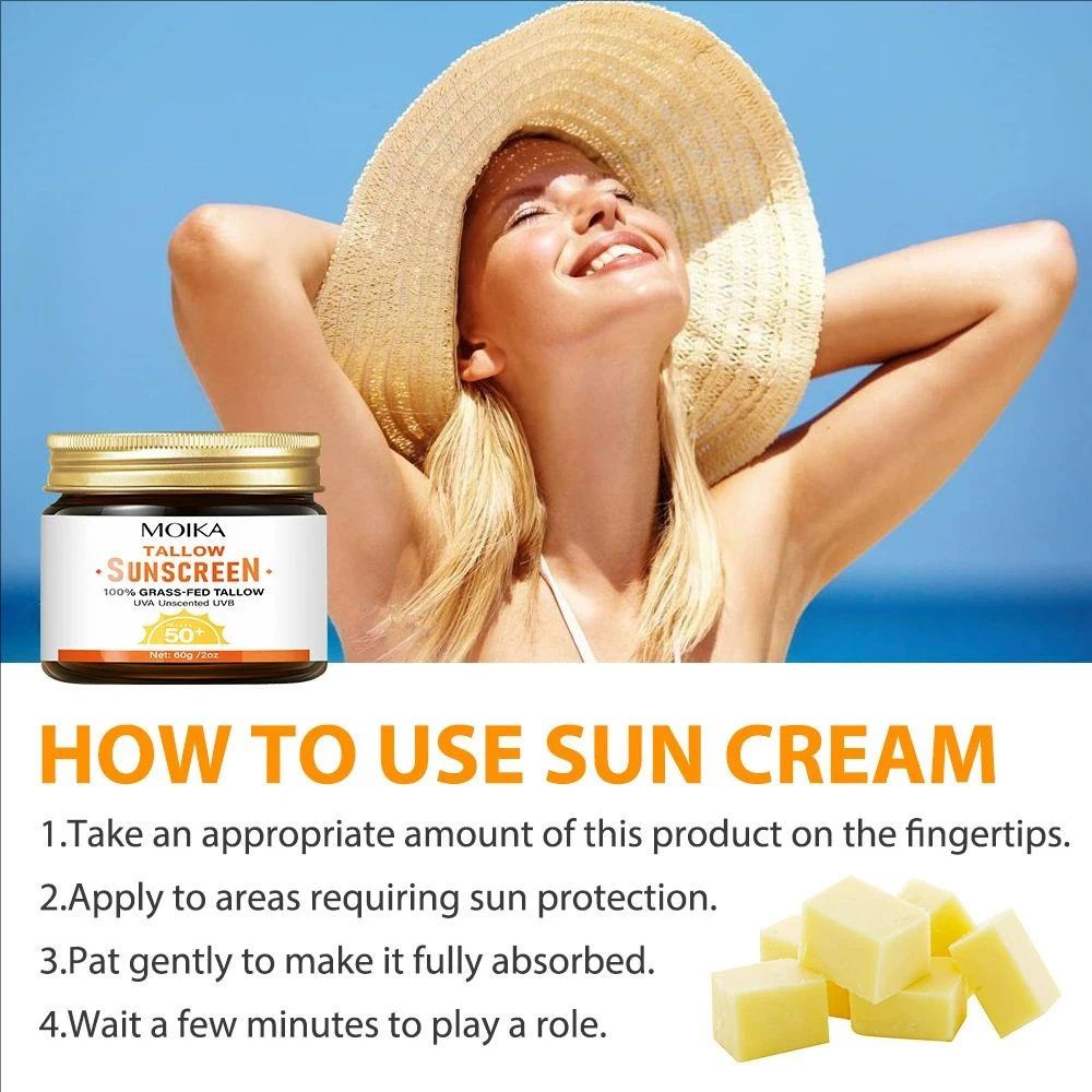 Beef Tallow Spf 50 Sunscreen Anti Sunburn UV Moisturizing Face Sunblock Matte Refreshing Waterproof Sun Protection Cream