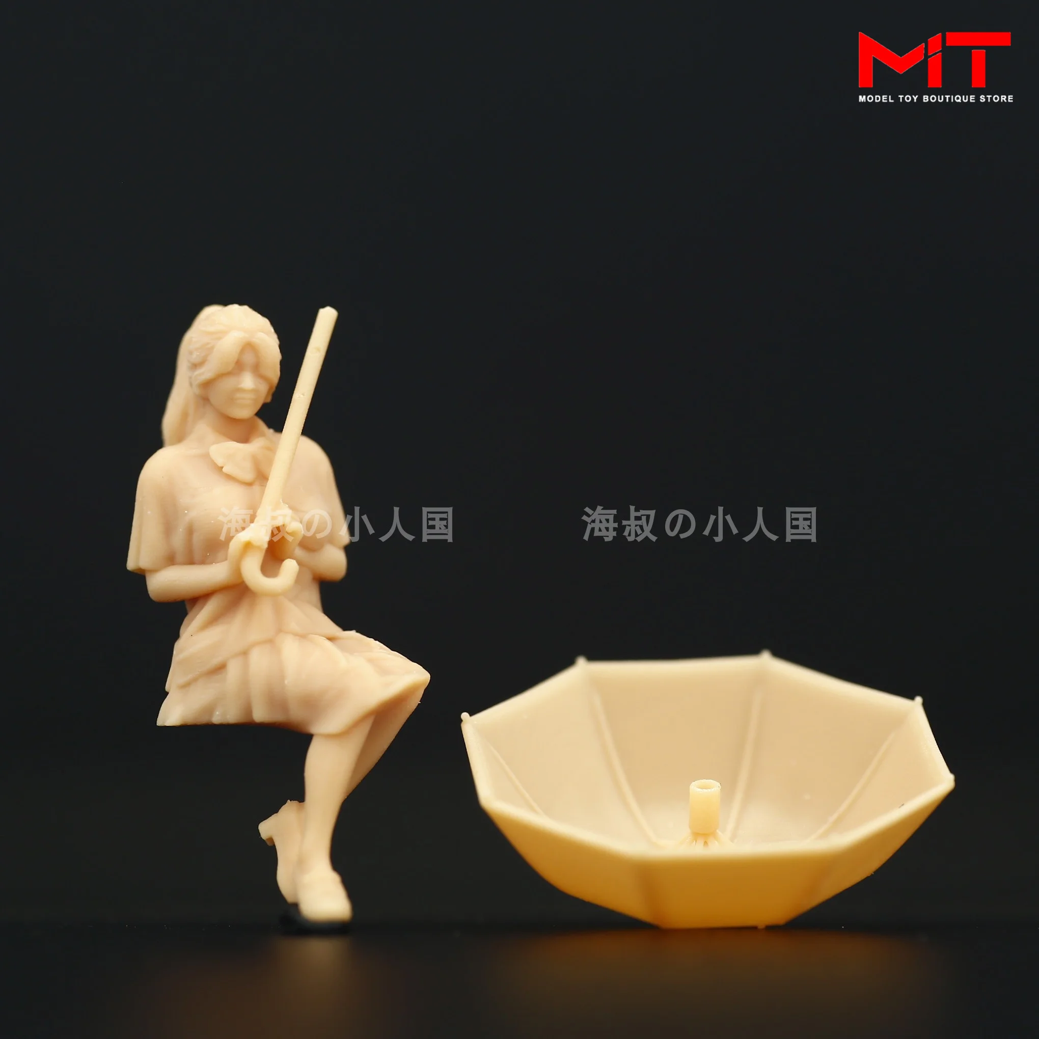 Miniatures Figurine A296 1/64 1/43 Girls Students Stroll Play in the Rain Figures Doll 3D Print Diorama Sand Table Scene Props