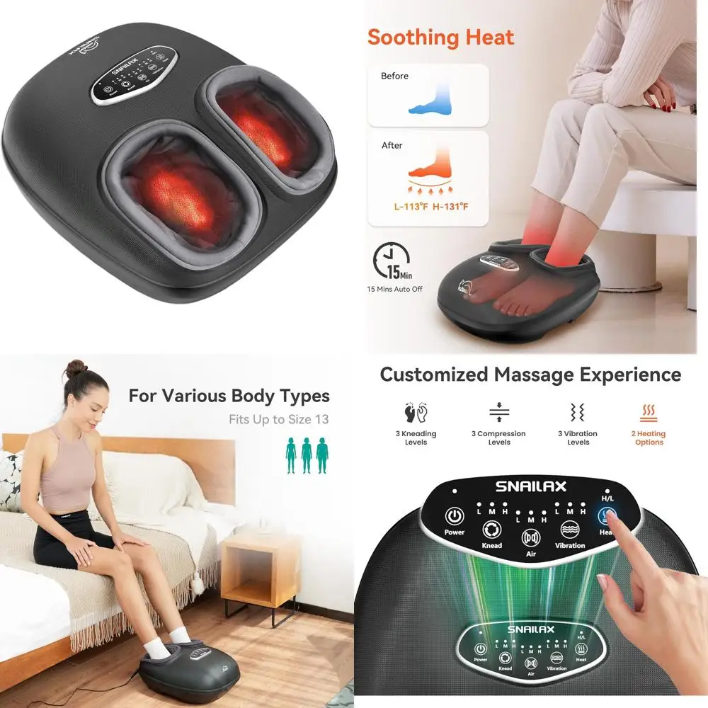 

Heated Shiatsu Foot Massager with Deep Kneading, Compression & Vibration for Plantar Fasciitis Relief, Suitable for Men & Women,