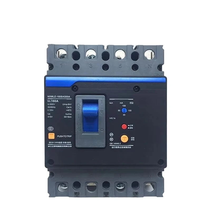 

NXMLE Series 4P 160A Plastic case Residual Current Circuit Breaker 160A Frame Available for Selection