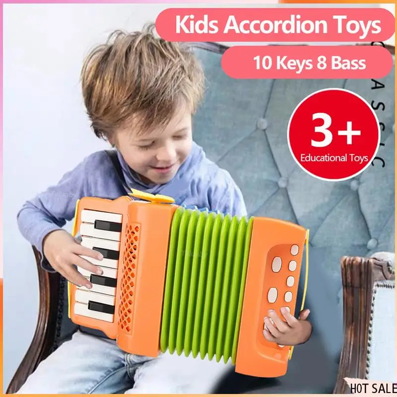 

B72A Accordion Toy 10 Keys 8 Bass Accordions For Kids Musical Instrument Educational Toys Gifts For Toddlers Beginners-Orange Du