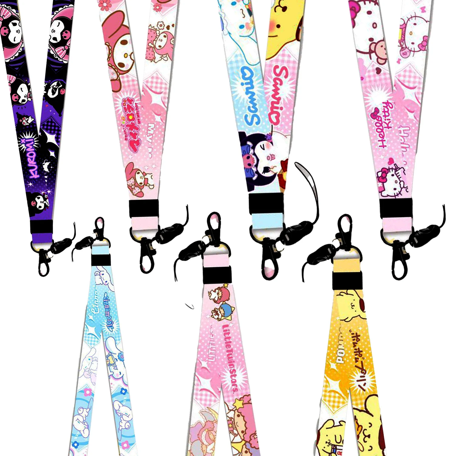 Sanrio Hello Kitty Lanyard Anime Kuromi Neckband Key Lanyards ID Card Fitness Phone with USB ID Holder Neck Strap Sling Lasso