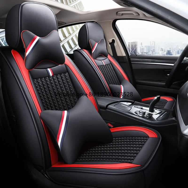 Full Set Seat Cushion Waterproof Four Season Use All Surrounded Sports Style Ice Silk Leather Car Seat Cover