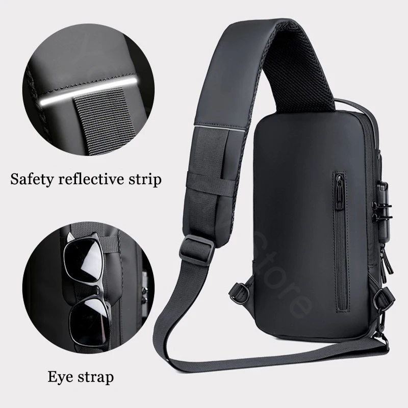 Men\'s Chest Bag Password Lock Anti-theft Biker Bag Leisure Outdoor Running Travel Waist Bag Shoulder Crossbody Sports Backpacks