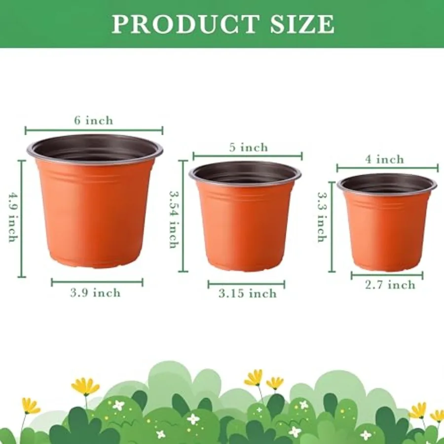 1500 Pcs plastic nursery pots for indoor/outdoor flower transplanting, black, lightweight and durable with drainage holes