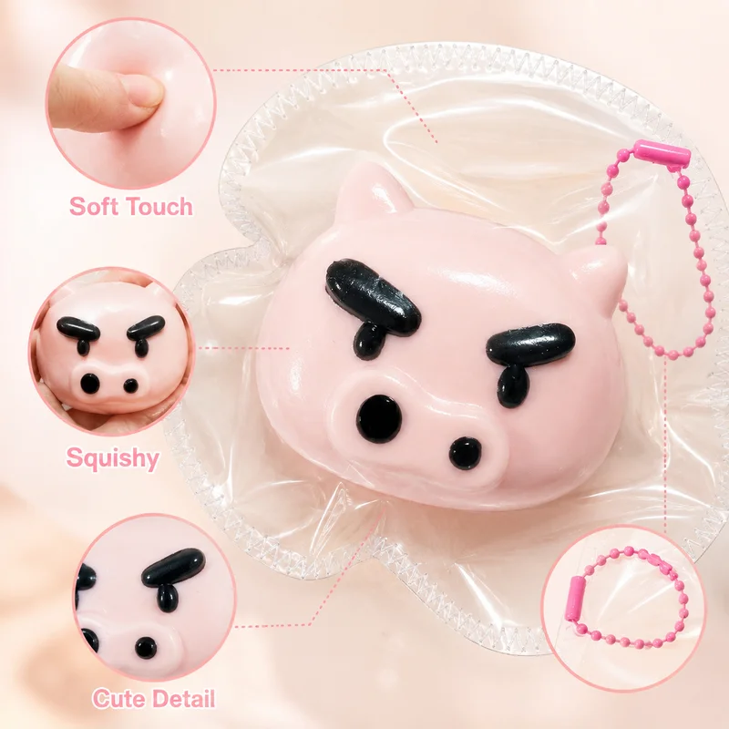 Chubby Pink Piglet Squeeze Toy Slow Rebound Super Soft  Cartoon Pressure Release Hand Relaxation Toy Relieving Anxiety Gift