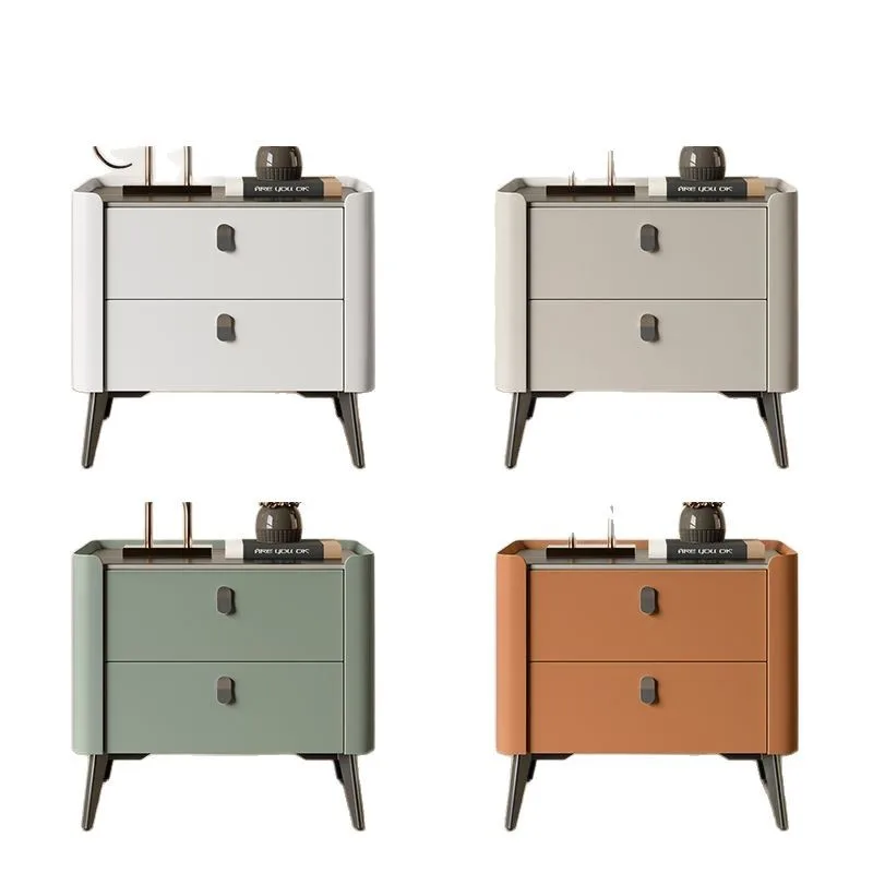 

Italian light luxury minimalist solid wood bedside table simple home small bedroom modern