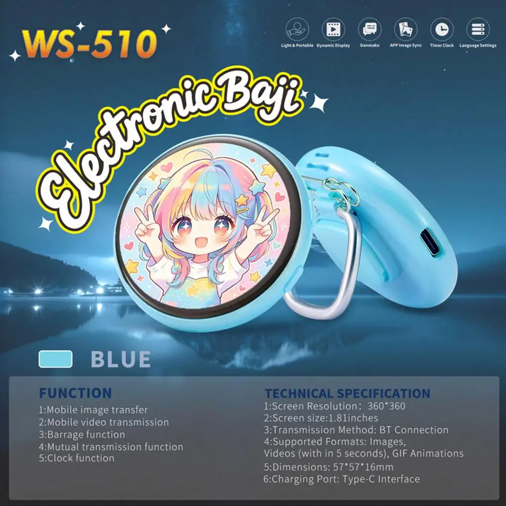 For E-badge AI Electronic Bar Playing Touch Screen Dynamic Badge Magnetic Suction Anime Animation Peripheral