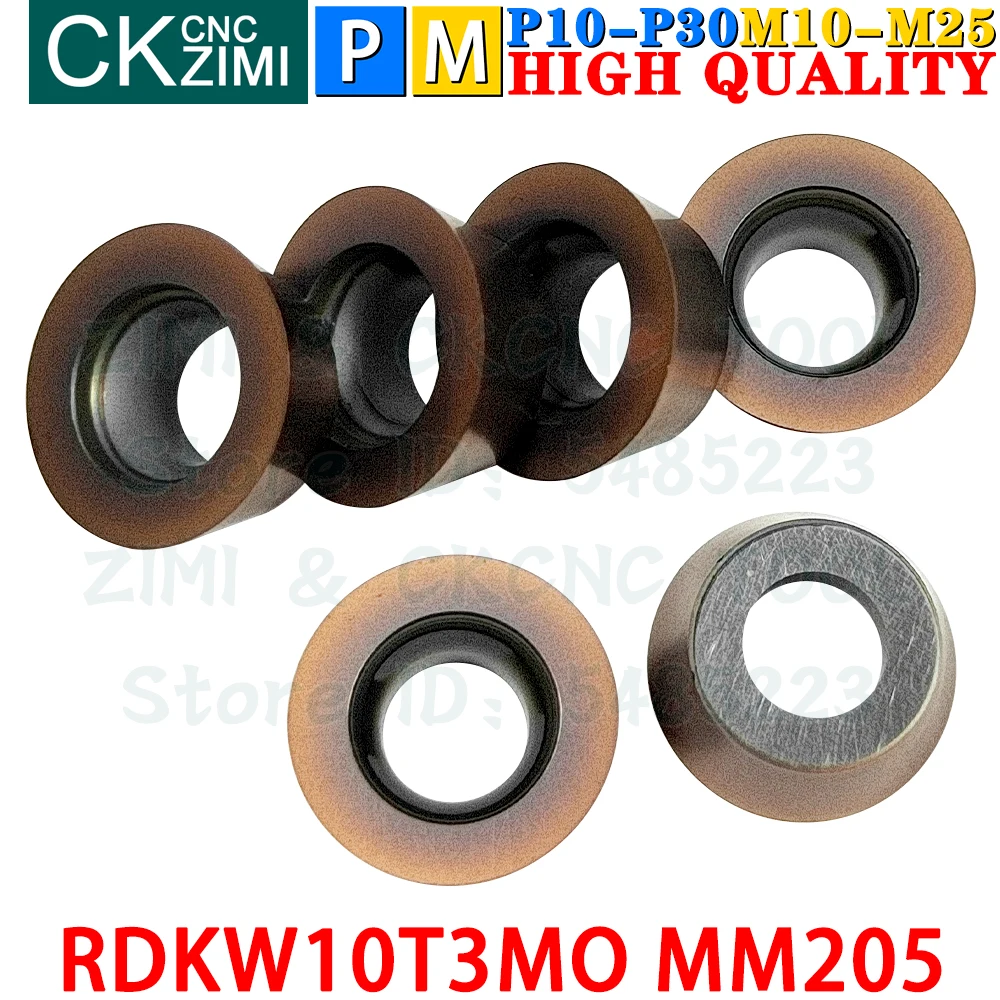 RDKW10T3MO MM205 RDKW 10T3 MO MM205 Insertos de carboneto de faceamento Ferramentas de insertos de fresamento indexáveis RPMT RDMT RDKW10T3 RDKW 10T3 MO CNC Ferramentas de torno de metal para aço inoxidável
