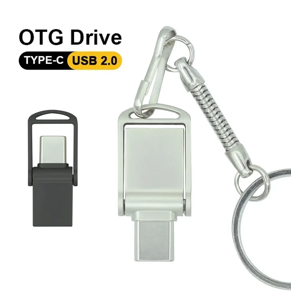 Mini clé USB 128 2 en 1 pour smartphone, 2.0 Go, type C, OTG, métallique, étanche, 64 Go