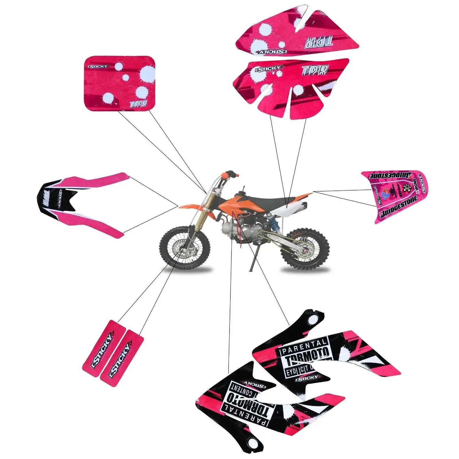 Full Set graphics decals sticker Waterproof Protect Decal Accessories For Honda dirt pit bike XR50 CRF50 Chinese Motorcycle