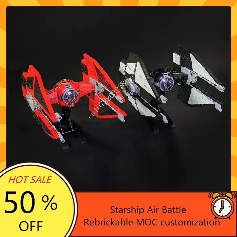 

1309PCS MOC Space Battle Series TIE Baron Interceptor With Bracket Model Building Blocks Bricks DIY Creative Assembly Toys Gifts