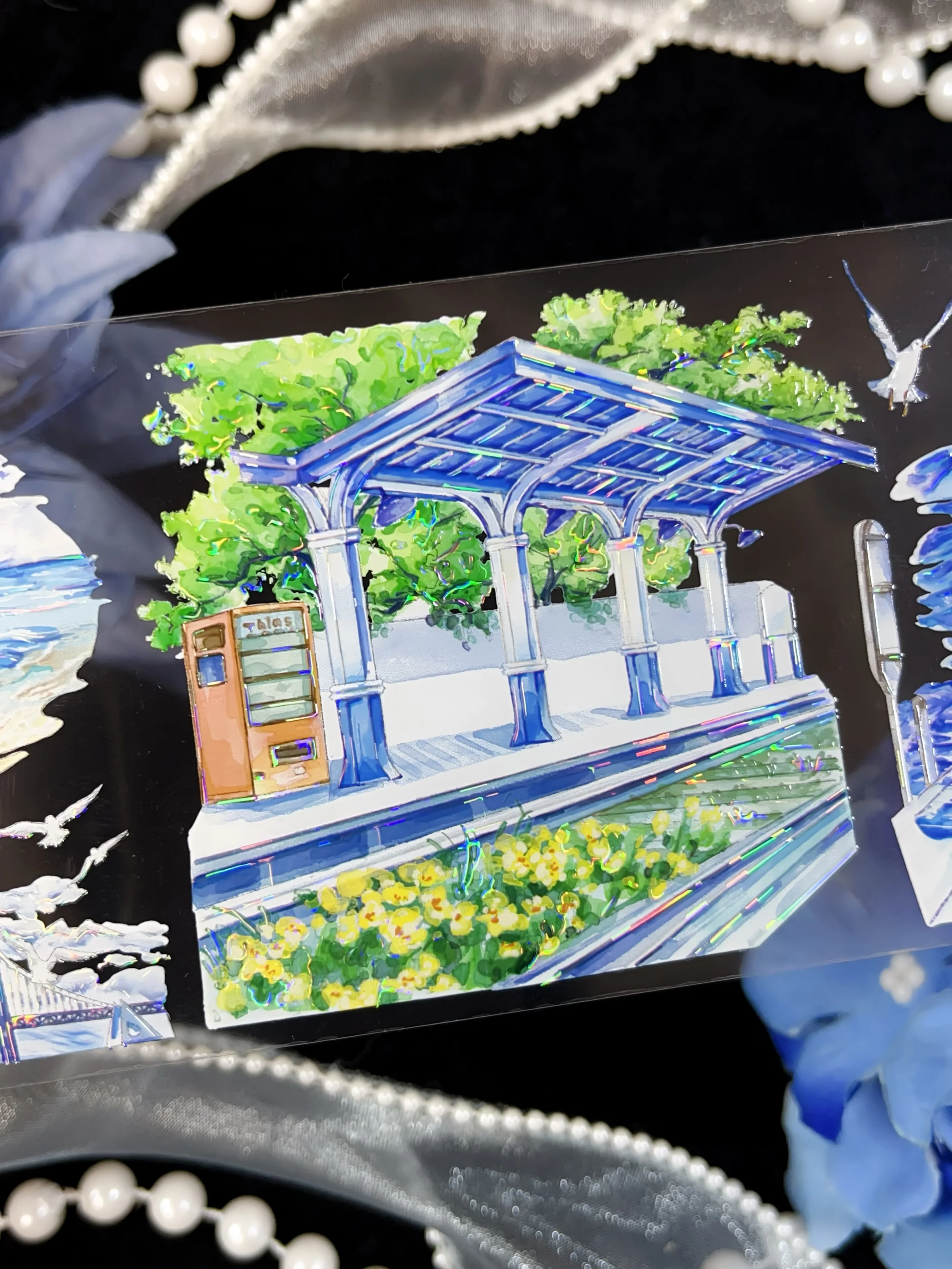 Dreaming Of The Journey At Sea Shiny Shell PET Tapes Craft Supplies DIY Scrapbooking Card Making Decorative Plan Sticker