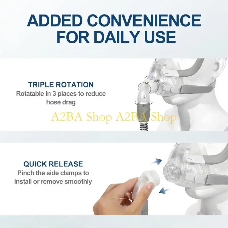 A2BA CPAP Elbow Adapter ABS Breathing Tube Adapter Replacement Respiratory Clip-on Elbow Connector for CPAP Machine