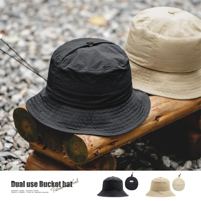 Maden Outdoor Dual-use Bucket Hat  for Men Summer Travel Portable Beach Sun Cap Getaway Lightweight Big Size Fisherman\'s Hat