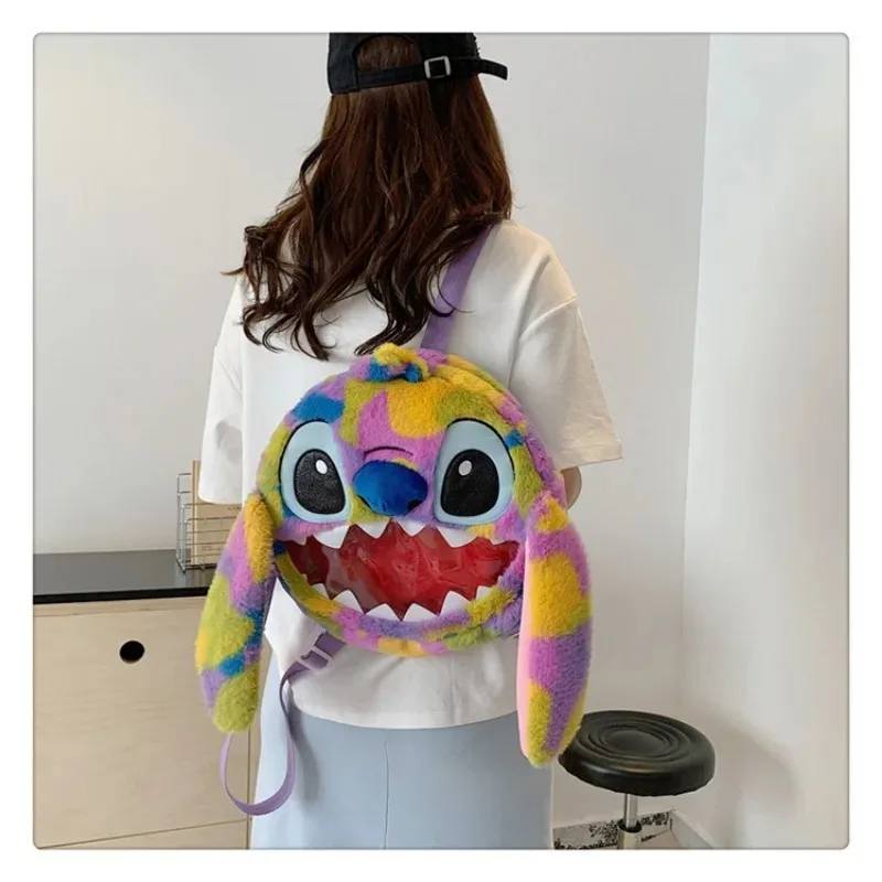 Disney\'s New Plush Stitch Fashionable and Cute Women\'s Handbag Versatile Daily Travel Handbag