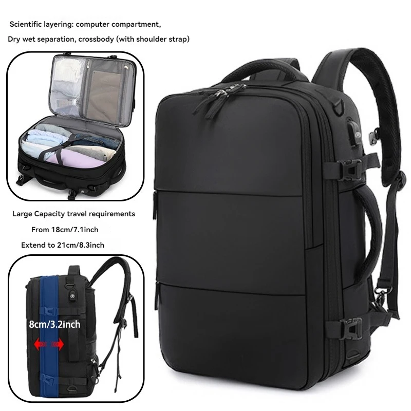 Women's travel backpack, men's carry on luggage, 15.6-inch laptop backpack, weekend business travel leisure day backpack