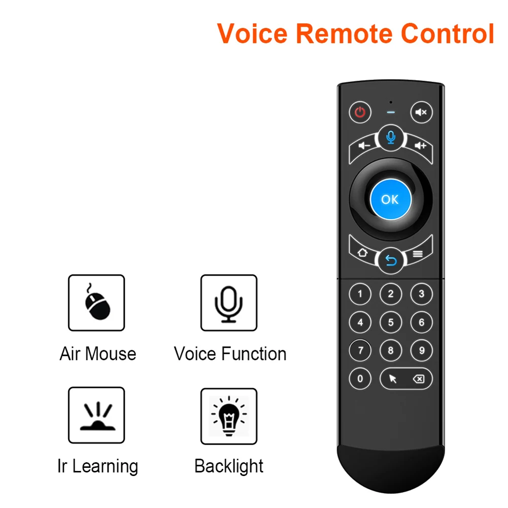 G21 Pro Control remoto por voz 2.4G Teclado inalámbrico Air Mouse con giroscopio de aprendizaje IR para Android TV Box (naranja)