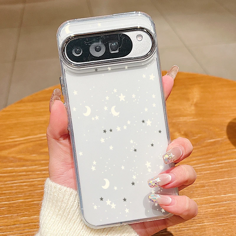 Image of Sternenmuster Klare TPU-Handyhülle für Google Pixel 10 9 8 7 Pro Pixel 9 10 Pro XL 7A 8A 9A Stoßfeste Weiche Silikon-Rückabdeckung