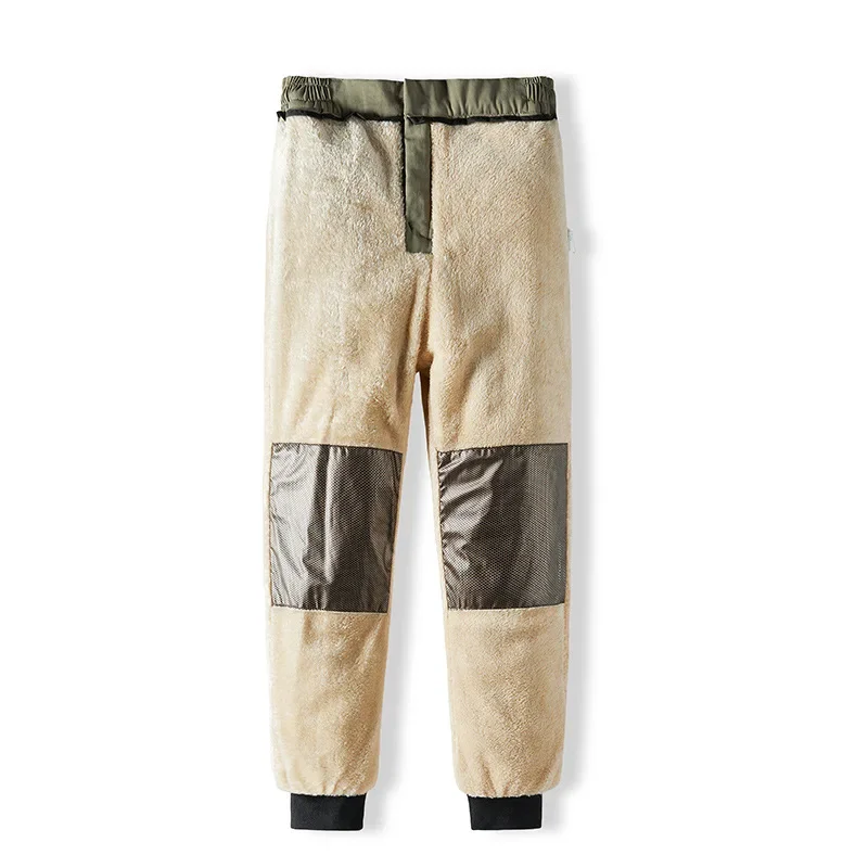 New Male Zip Pockets Winter Men's Pants Thick Fleece Liner Graphene Fabric Knee Warm Straight Casual Pants Thermal Trousers Male